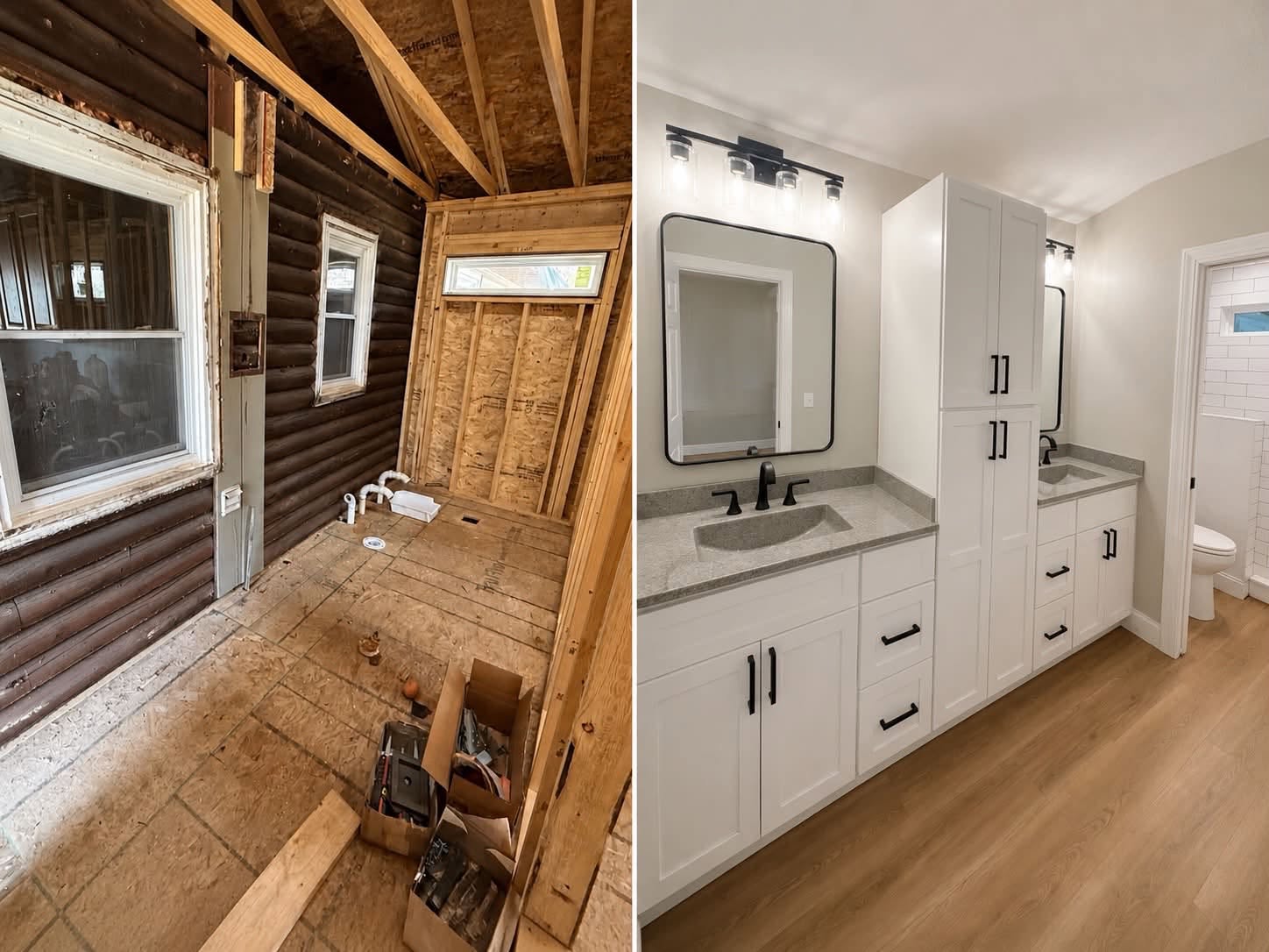 Bathroom before after double vanity Davenport IA