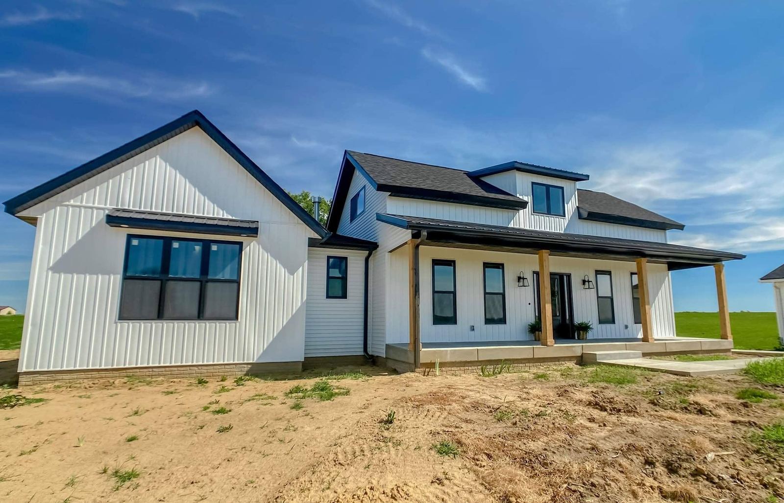 New home construction white house side view Davenport IA