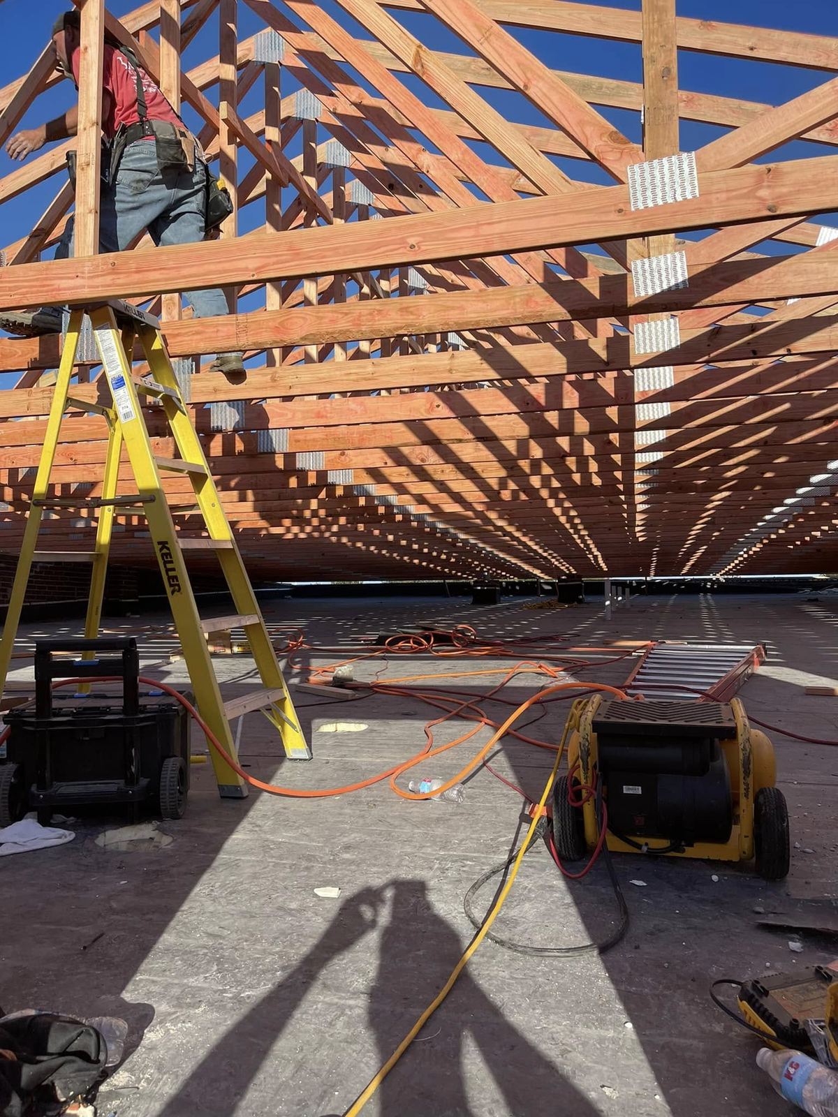 Residential roof trusses during construction Davenport IA