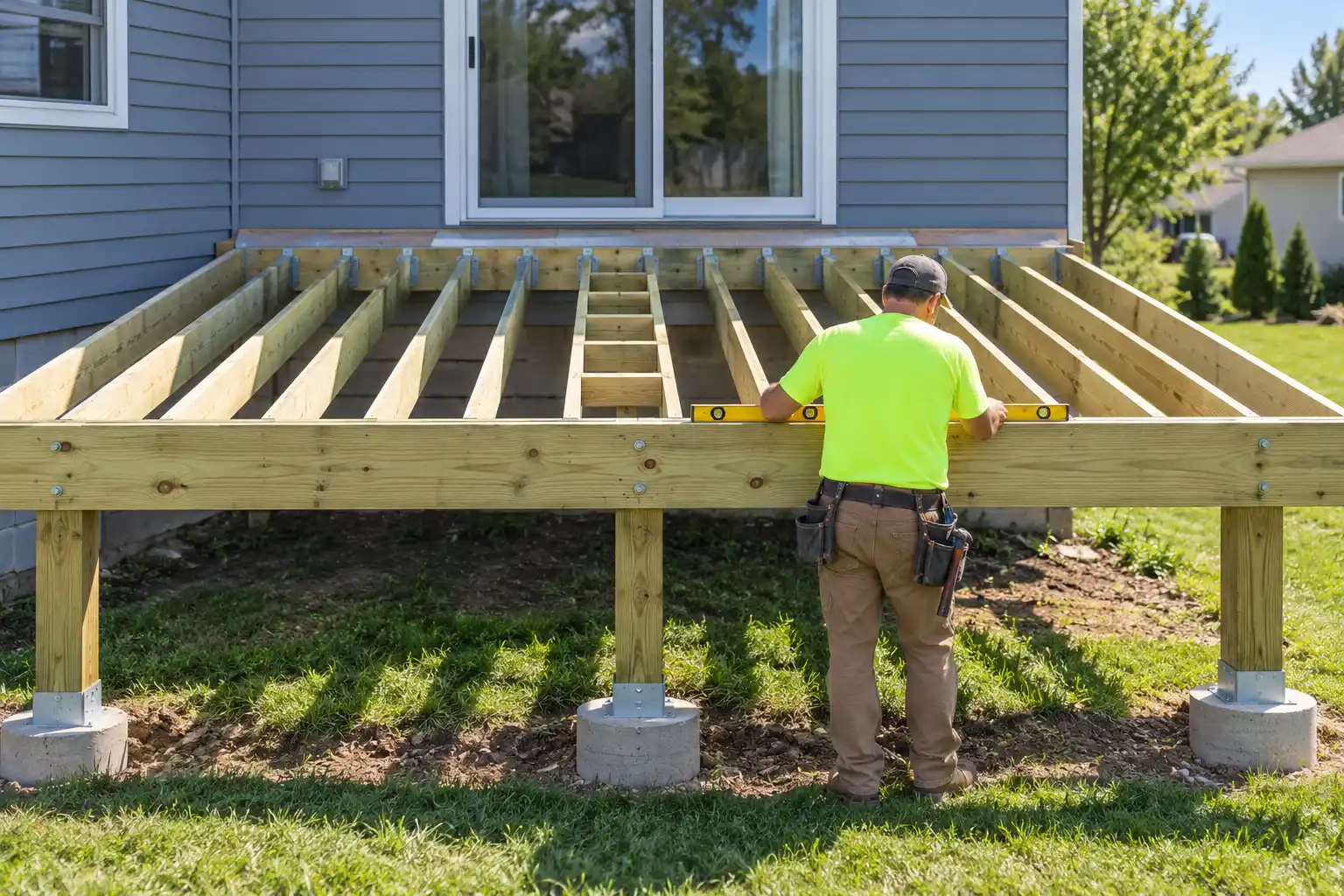 deck framing and joist hangers in Davenport, Iowa