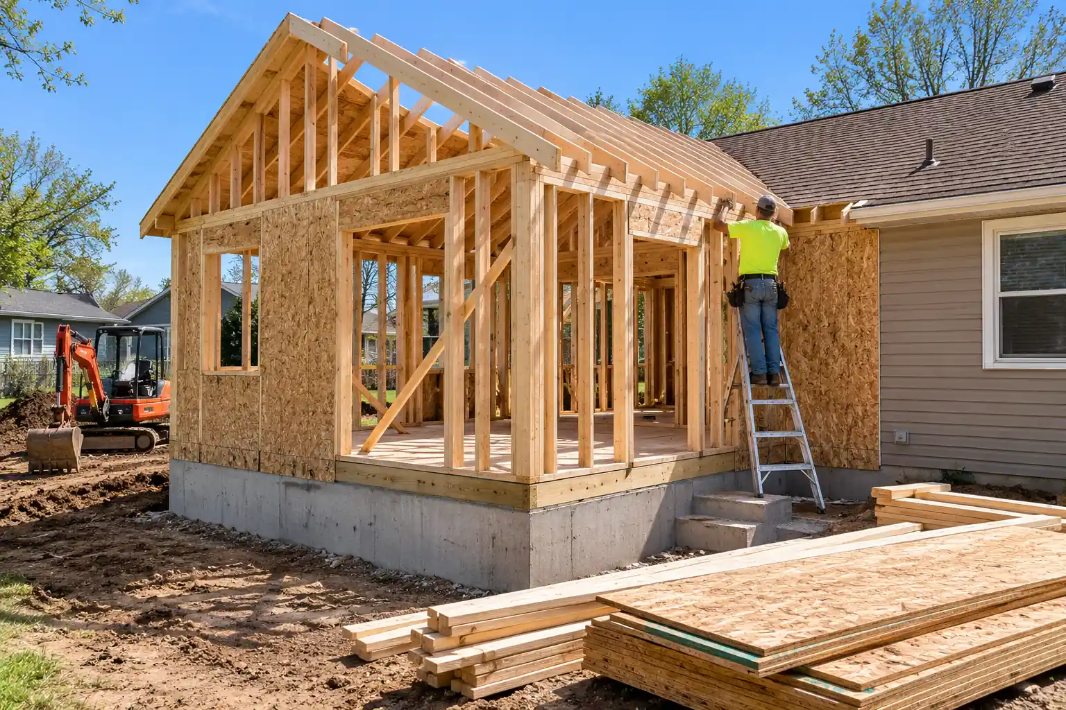 Gray home addition exterior Davenport IA