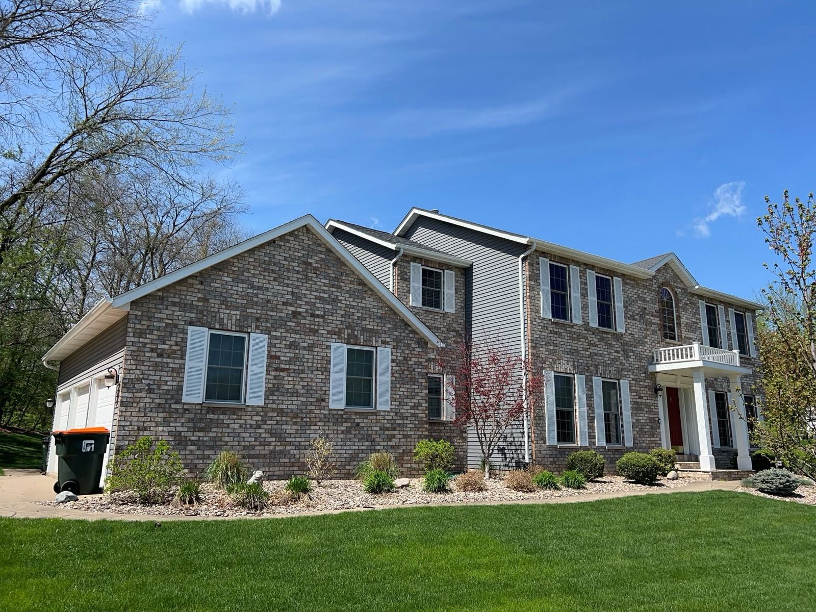 two story stone home exterior