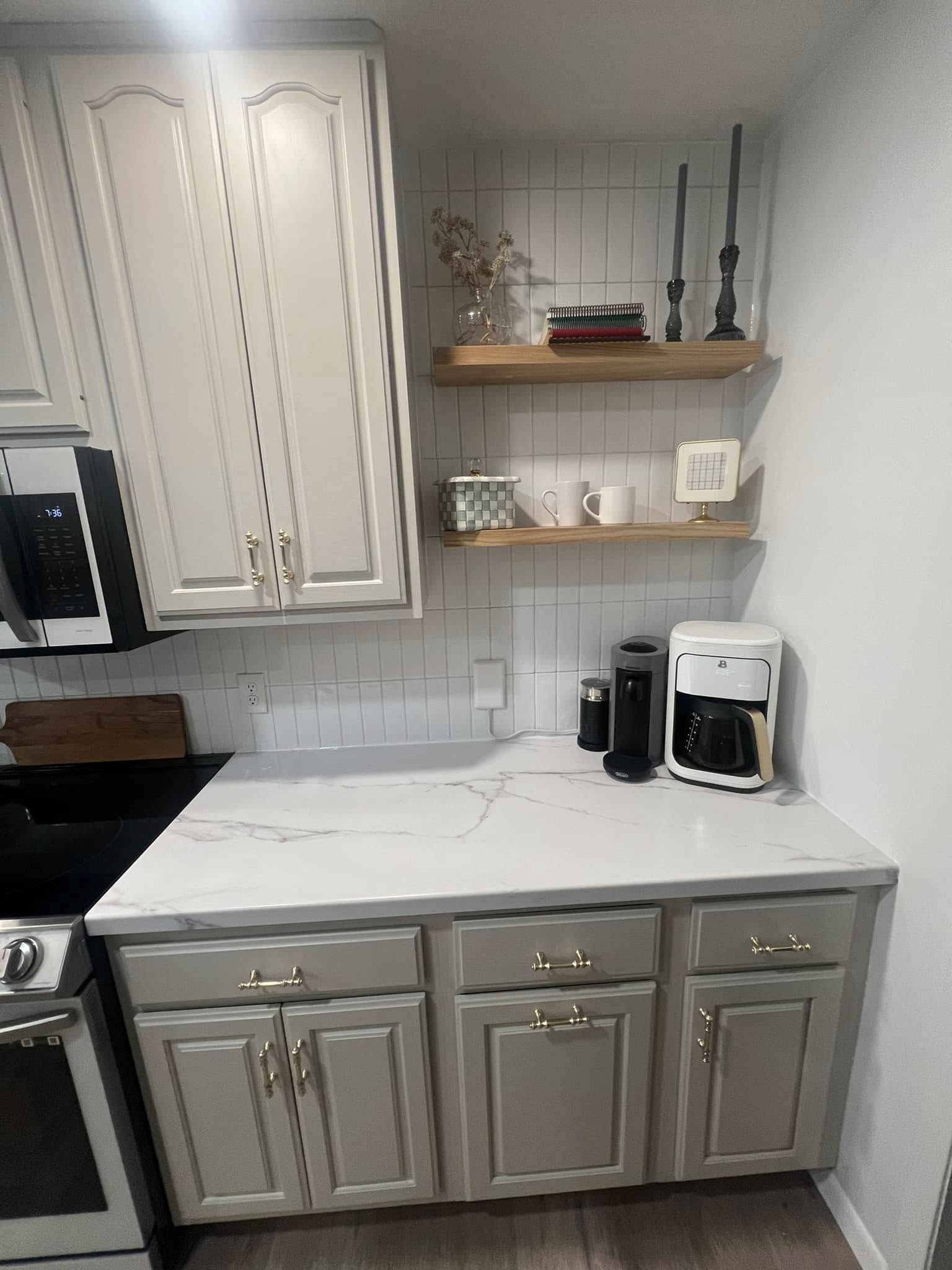 Kitchen cabinets and open shelves Davenport IA
