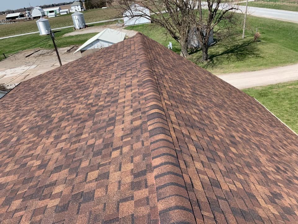 Brown shingle roof ridge Davenport IA