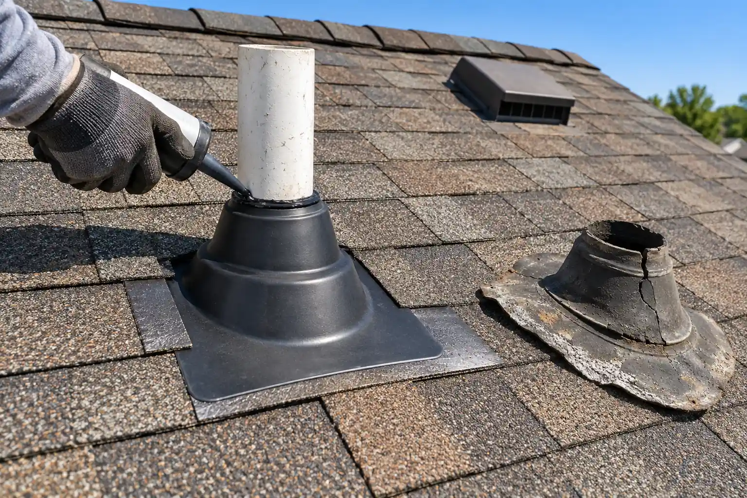 Plumbing vent pipe boot repair Davenport IA