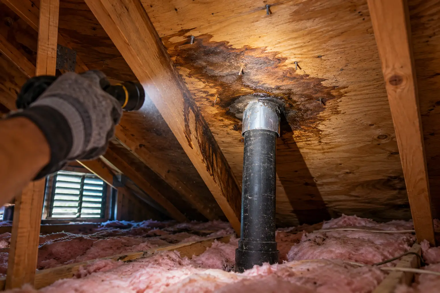 Roof leak inspection attic Davenport IA