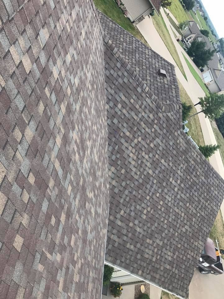 Shingle roof slope overhead view Davenport IA